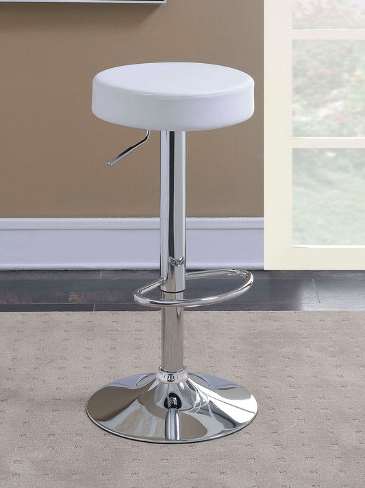 Ramses Adjustable Backless Bar Stool Chrome and White - Walo Furniture 