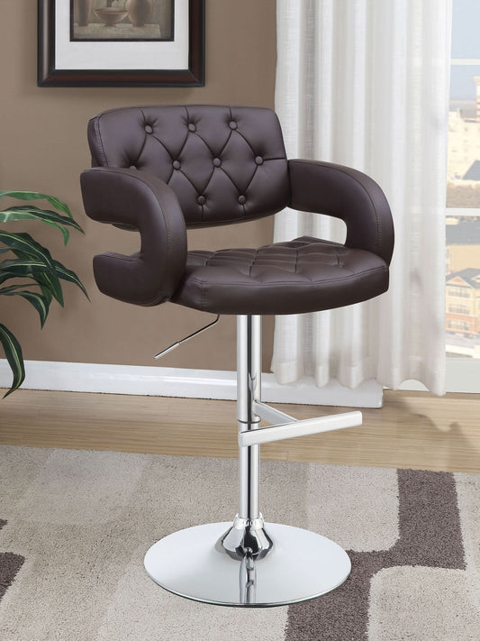 Brandi Adjustable Bar Stool Chrome and Brown - Walo Furniture 