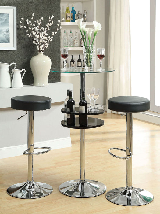 Ramses 29" Adjustable Bar Stool Chrome and Black - Walo Furniture 