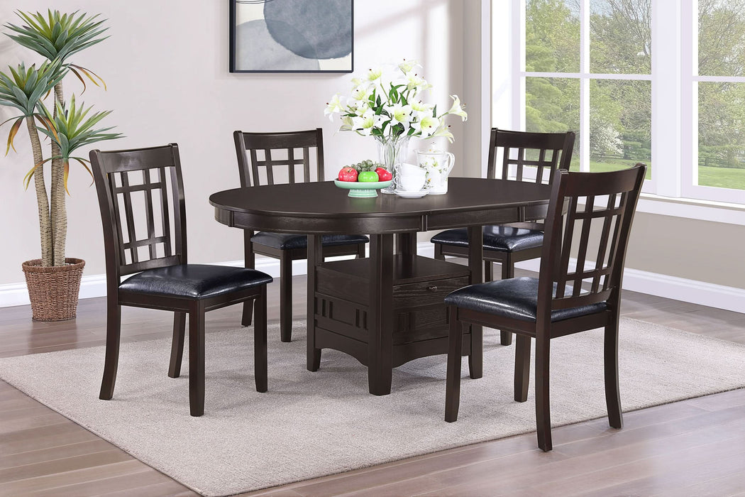 Lavon 5-piece Oval Extension Leaf Dining Set Espresso - Walo Furniture 