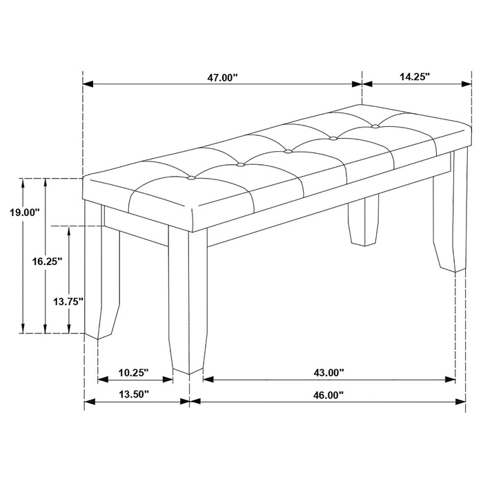 Dalila Leatherette Upholstered Wood Dining Bench Cappuccino - Walo Furniture 