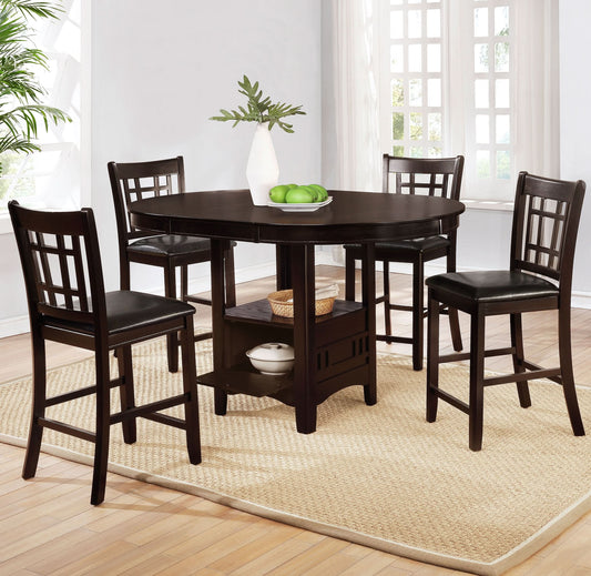 Lavon 5-piece Oval Counter Height Dining Set Espresso - Walo Furniture 