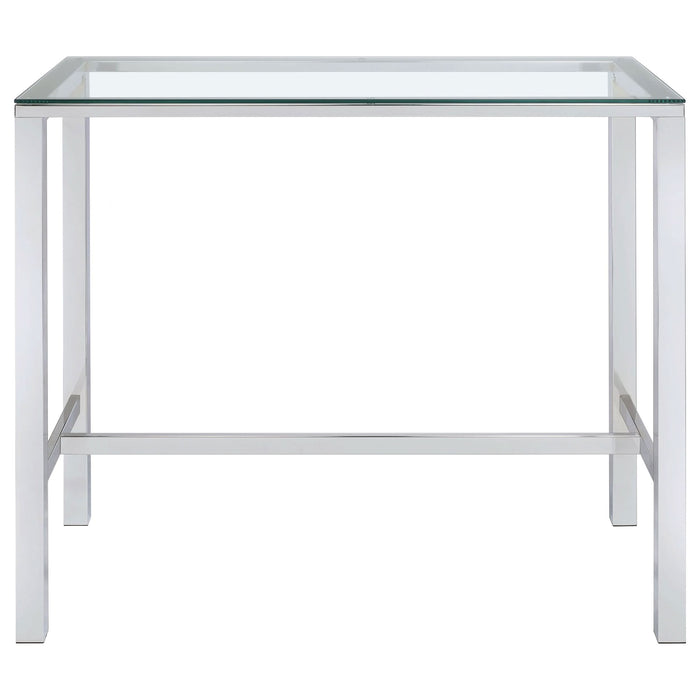 Tolbert Rectangular 47-inch Glass Top Pub Bar Table Chrome - Walo Furniture 