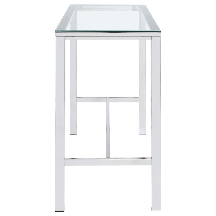 Tolbert Rectangular 47-inch Glass Top Pub Bar Table Chrome - Walo Furniture 