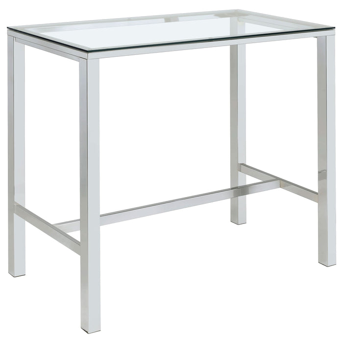 Tolbert Rectangular 47-inch Glass Top Pub Bar Table Chrome - Walo Furniture 