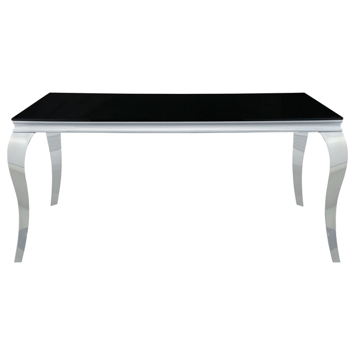 Carone Rectangular 61-inch Glass Top Dining Table Black - Walo Furniture 