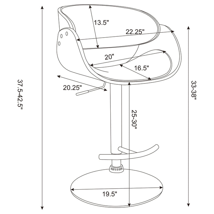 Dana Adjustable Bar Stool Ecru and Chrome - Walo Furniture 