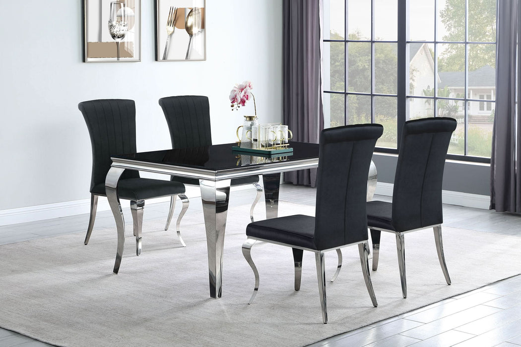 Carone 5-piece 61" Rectangular Black Glass Dining Set Black - Walo Furniture 