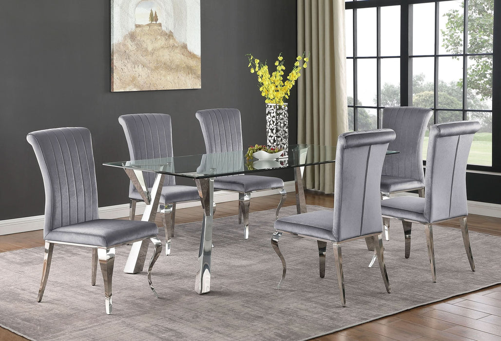 Betty Velvet Upholstered Dining Side Chair Grey (Set of 4) - Walo Furniture 