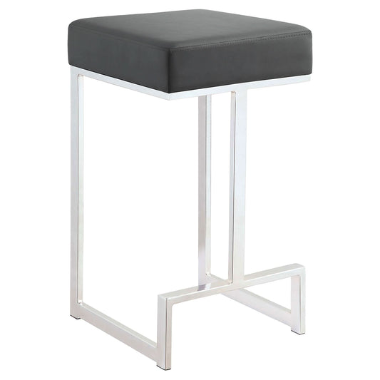 Gervase Square Counter Height Stool Grey and Chrome - Walo Furniture 