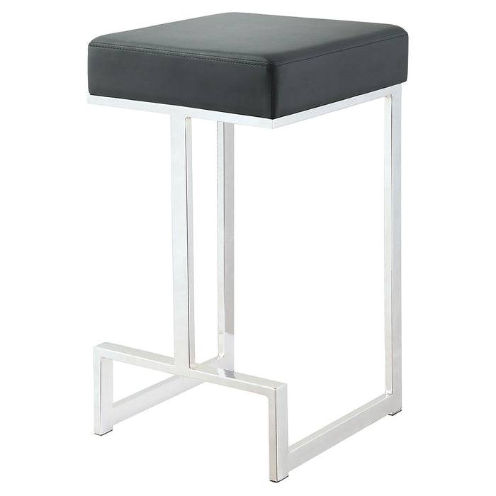 Gervase Square Counter Height Stool Black and Chrome - Walo Furniture 