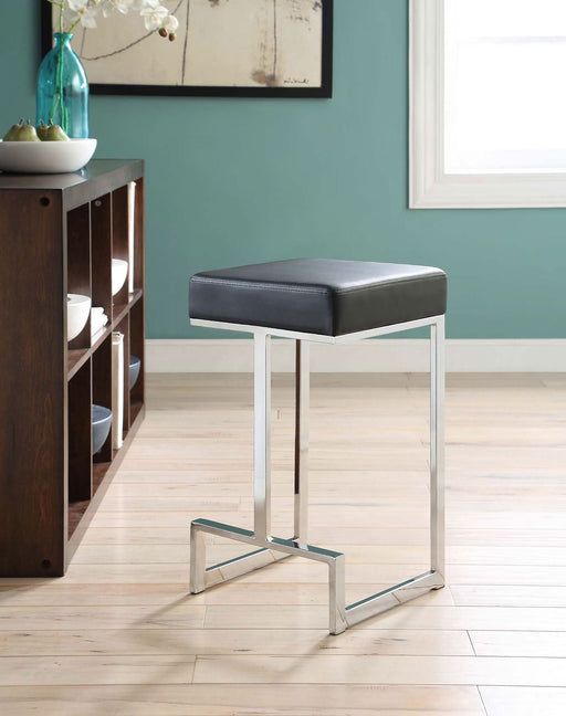 Gervase Square Counter Height Stool Black and Chrome - Walo Furniture 