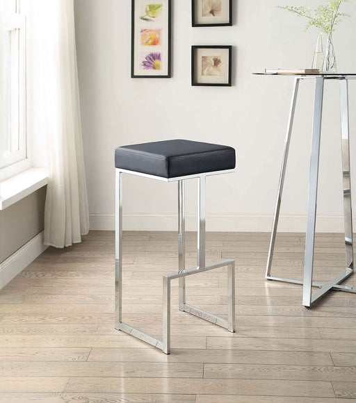 Gervase Square Bar Stool Black and Chrome - Walo Furniture 