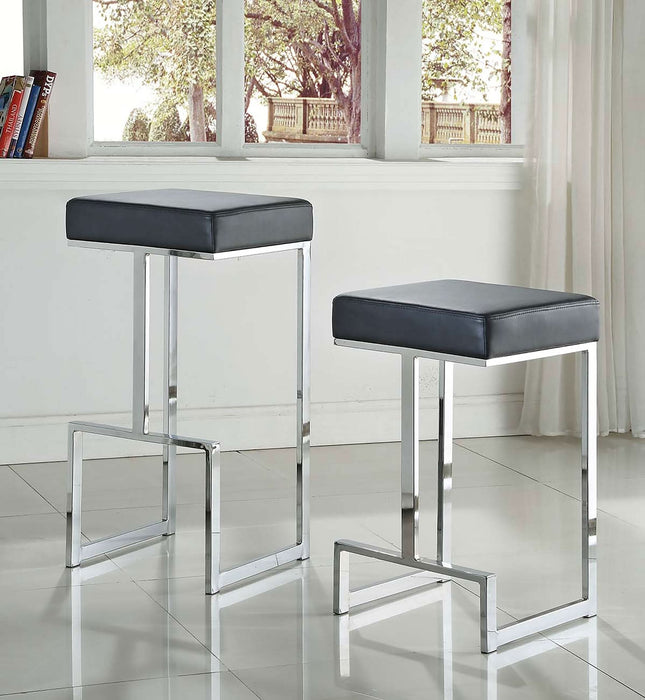 Gervase Square Bar Stool Black and Chrome - Walo Furniture 