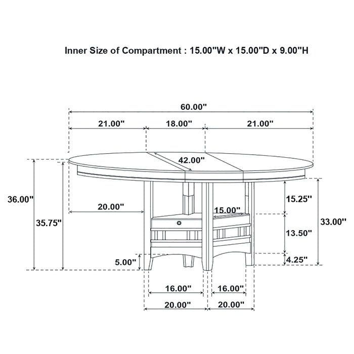 Lavon Oval 60-inch Extension Counter Dining Table Chestnut - Walo Furniture 