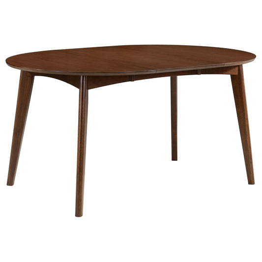 Jedda Oval 60-inch Extension Leaf Dining Table Dark Walnut - Walo Furniture 