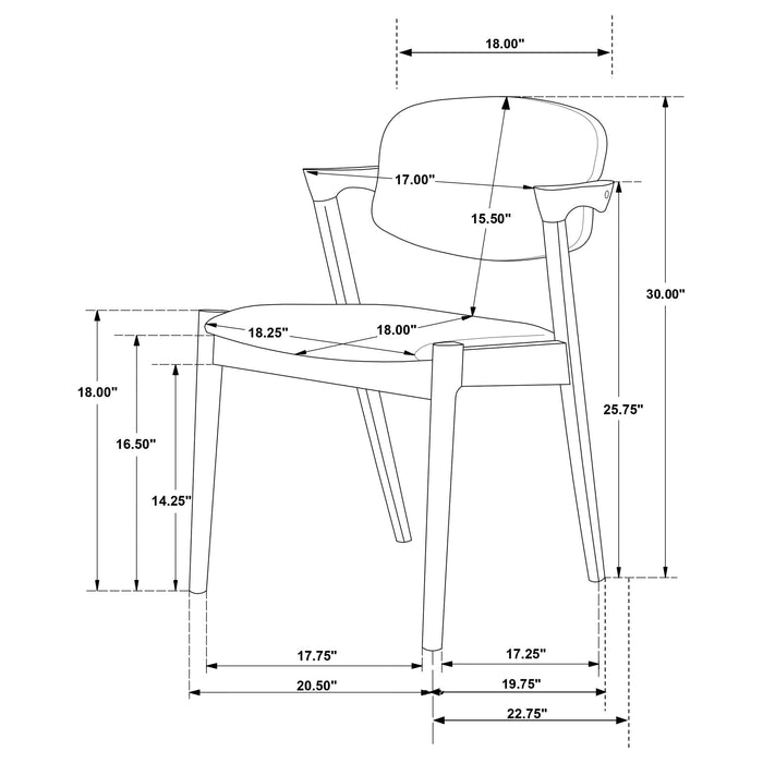 Malone Padded Wood Dining Arm Chair Dark Walnut (Set of 2) - Walo Furniture 