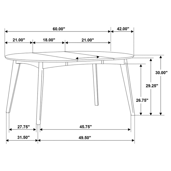 Jedda Oval 60-inch Extension Leaf Dining Table Dark Walnut - Walo Furniture 