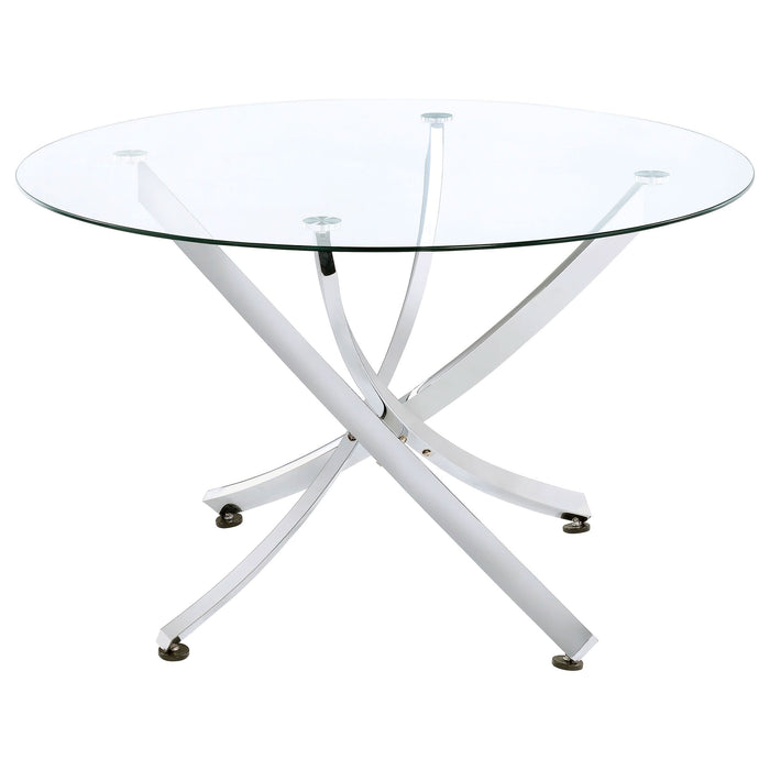 Beckham Round 46-inch Glass Top Dining Table Chrome - Walo Furniture 