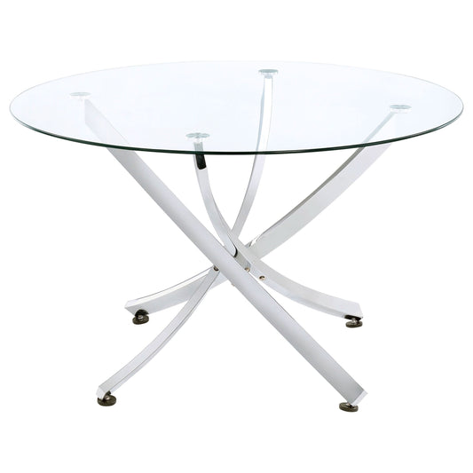 Beckham 5-piece Round Glass Top Dining Set Chrome and White - Walo Furniture 