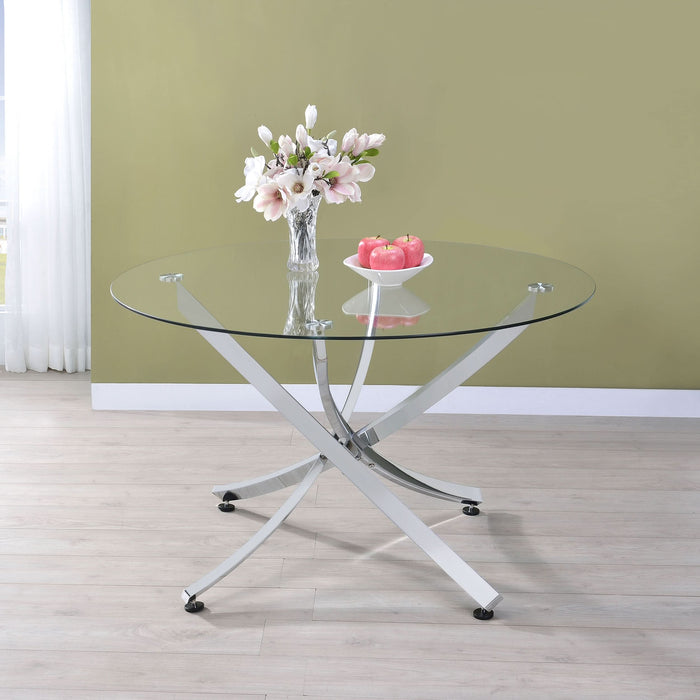 Beckham Round 46-inch Glass Top Dining Table Chrome - Walo Furniture 