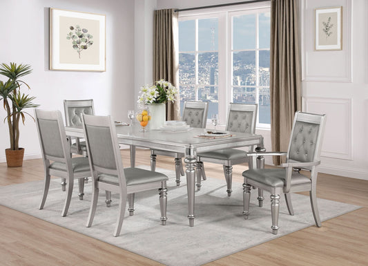 Bling Game 7-piece Rectangular Dining Set Metallic Platinum - Walo Furniture 