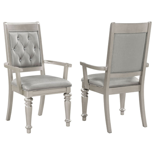 Bling Game Dining Arm Chair Metallic Platinum (Set of 2) - Walo Furniture 