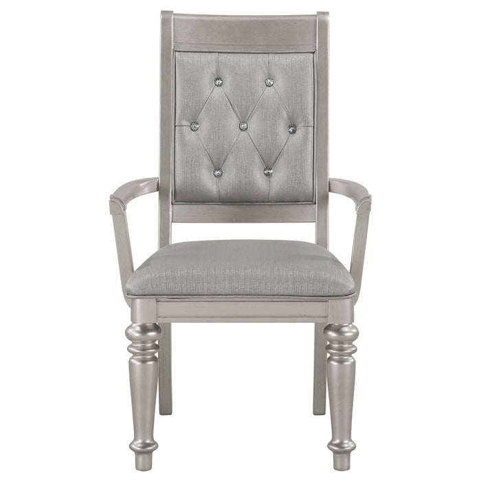 Bling Game Dining Arm Chair Metallic Platinum (Set of 2) - Walo Furniture 