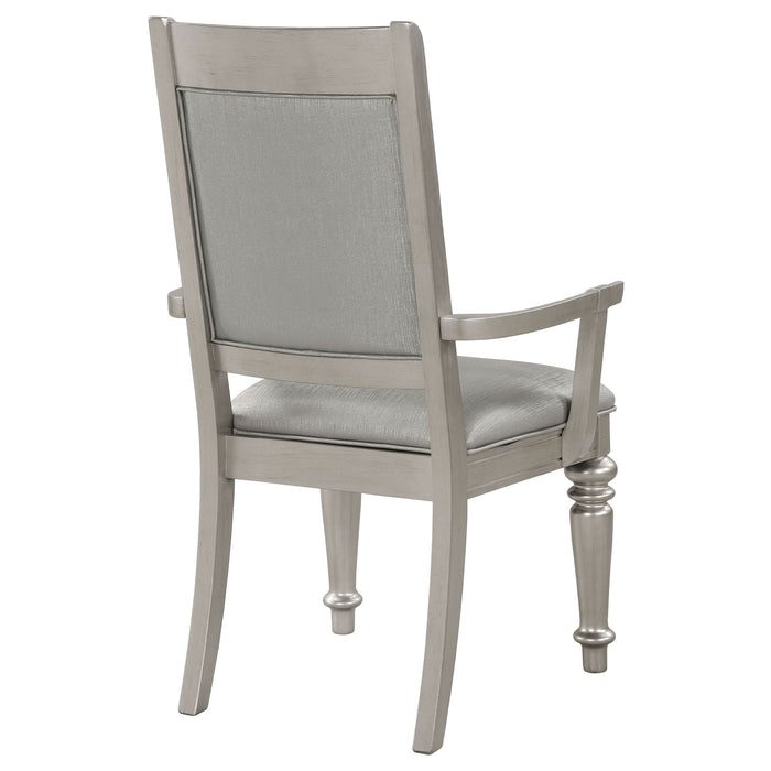 Bling Game Dining Arm Chair Metallic Platinum (Set of 2) - Walo Furniture 