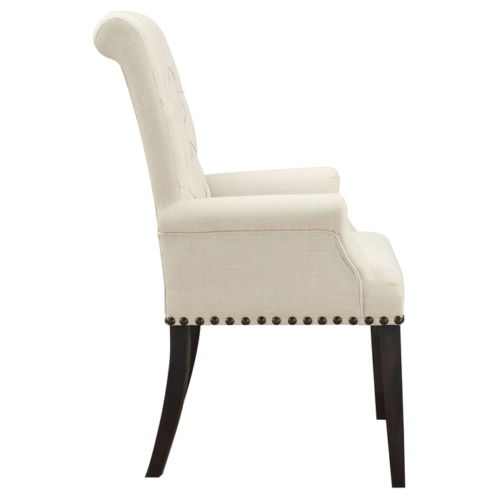 Alana Fabric Upholstered Dining Arm Chair Beige - Walo Furniture 