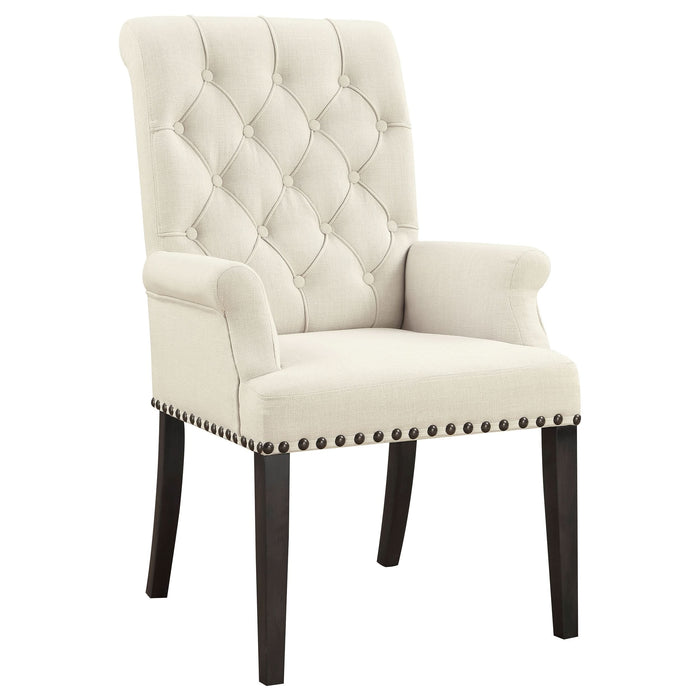 Alana Fabric Upholstered Dining Arm Chair Beige - Walo Furniture 