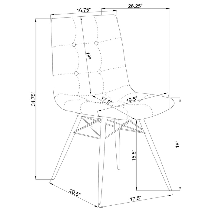 Aiken Upholstered Dining Side Chair Brown (Set of 4) - Walo Furniture 