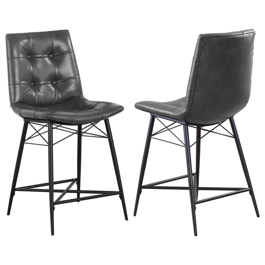 Aiken Upholstered Tufted Counter Chair Charcoal (Set of 2) - Walo Furniture 