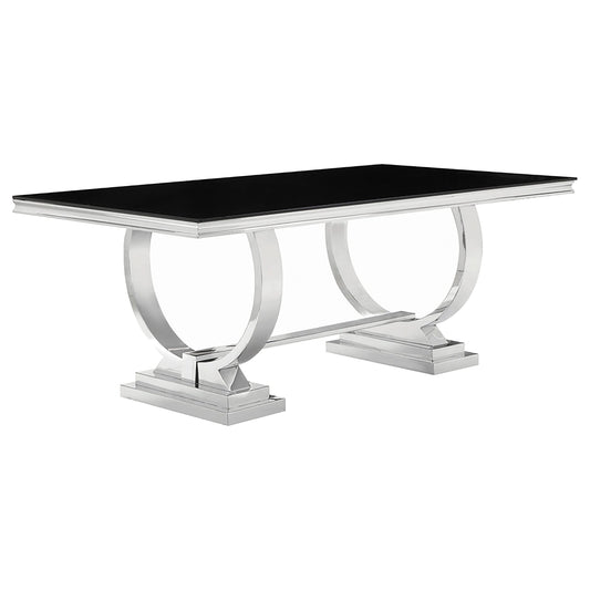 Antoine Rectangular 95-inch Glass Top Dining Table Black - Walo Furniture 