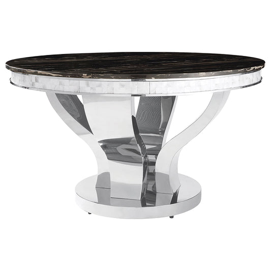 Anchorage Round 51-inch Glass Top Dining Table Chrome - Walo Furniture 