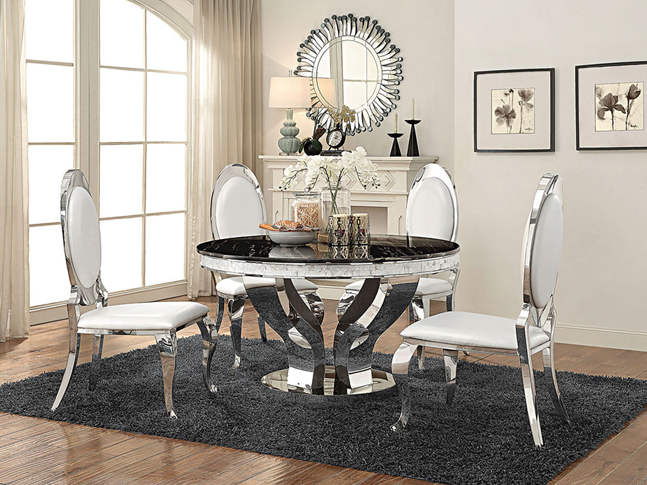 Anchorage Round 51-inch Glass Top Dining Table Chrome - Walo Furniture 