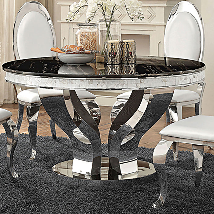 Anchorage Round 51-inch Glass Top Dining Table Chrome - Walo Furniture 