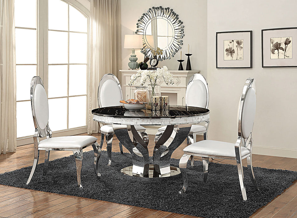 Anchorage 5-piece Round Stainless Steel Dining Set Chrome - Walo Furniture 