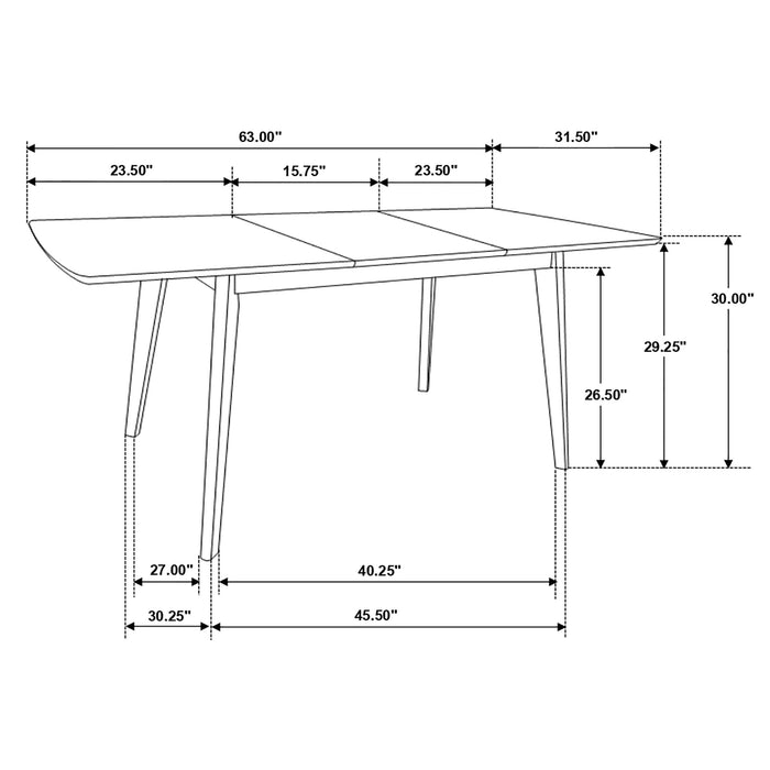 Alfredo 63-inch Extension Leaf Dining Table Natural Walnut - Walo Furniture 