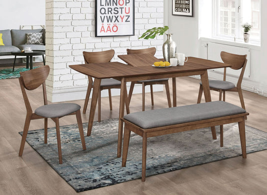 Alfredo 6-piece Butterfly Leaf Dining Set Natural Walnut - Walo Furniture 