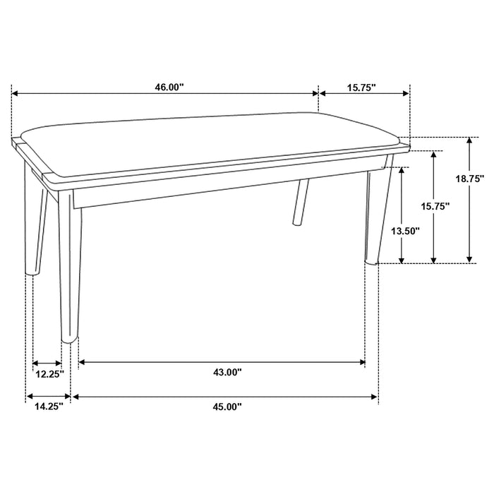 Alfredo Upholstered Dining Bench Grey and Natural Walnut - Walo Furniture 