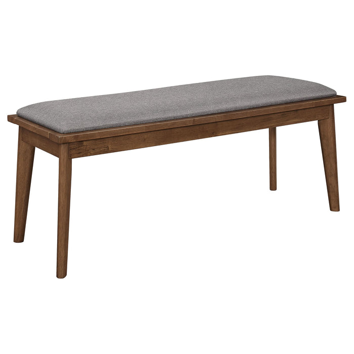 Alfredo Upholstered Dining Bench Grey and Natural Walnut - Walo Furniture 