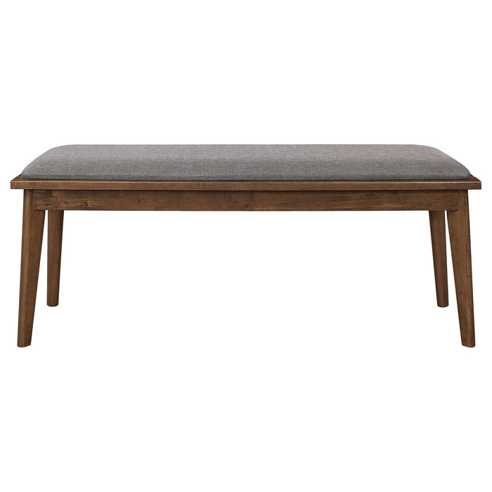 Alfredo Upholstered Dining Bench Grey and Natural Walnut - Walo Furniture 