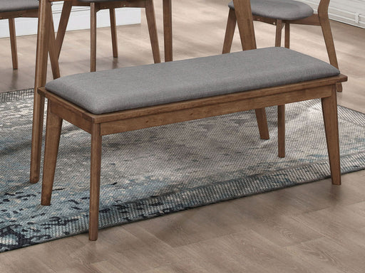 Alfredo Upholstered Dining Bench Grey and Natural Walnut - Walo Furniture 