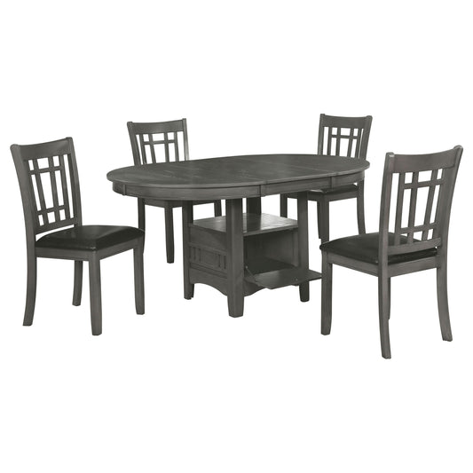 Lavon 5-piece Oval Extension Leaf Dining Set Medium Grey - Walo Furniture 