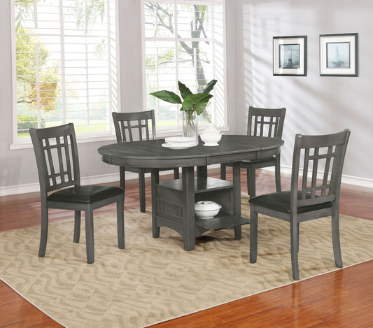 Lavon 5-piece Oval Extension Leaf Dining Set Medium Grey - Walo Furniture 