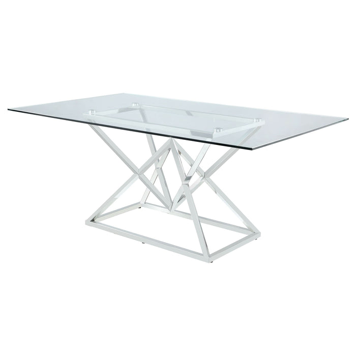 Beaufort Rectangular 71-inch Glass Top Dining Table Chrome - Walo Furniture 