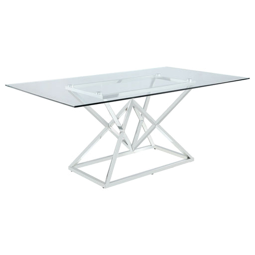 Beaufort Rectangular 71-inch Glass Top Dining Table Chrome - Walo Furniture 