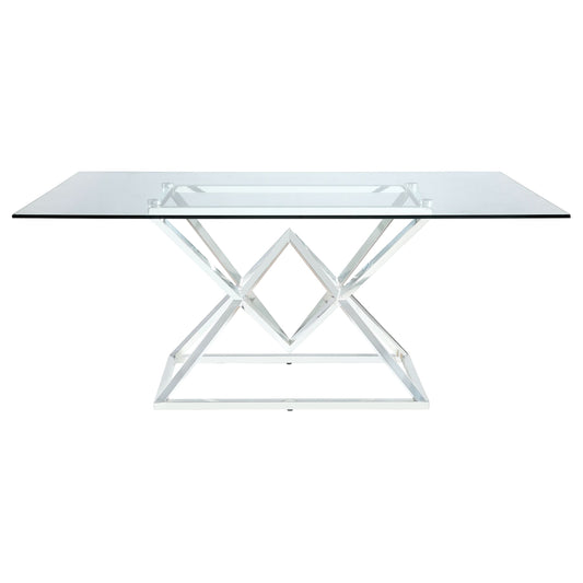 Beaufort Rectangular 71-inch Glass Top Dining Table Chrome - Walo Furniture 