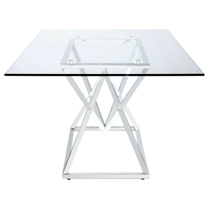 Beaufort Rectangular 71-inch Glass Top Dining Table Chrome - Walo Furniture 